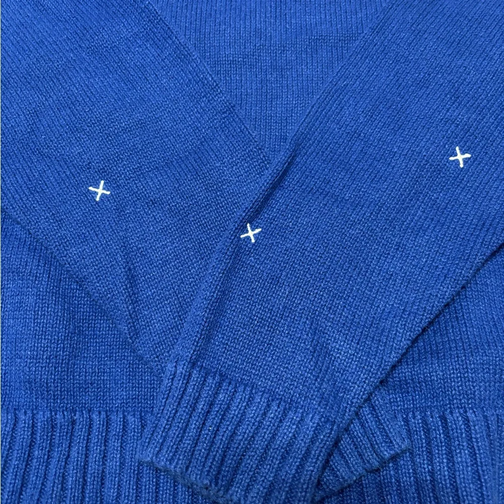 Vintage Crystal Kobe Blue Snowman Christmas Sweater Zip Holiday Cardigan Medium